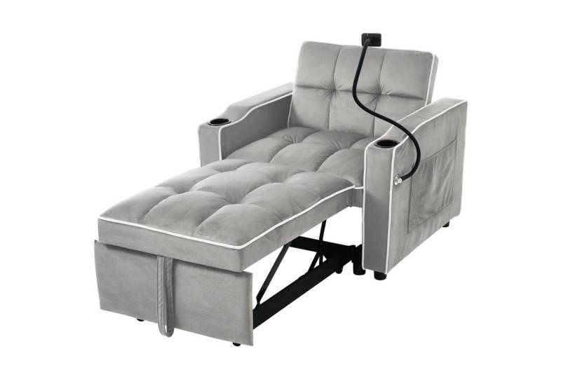 IDEASY Schlafsofa Schlafsofa Sessel ausziehbar mit Getränkehaltern und Handyhalter, 3-fach verstellbare Rückenlehne, 2 Getränkehalter, Handyhalterung von IDEASY
