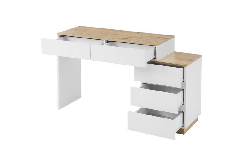 IDEASY Schminktisch Moderner Waschtisch mit 5 Schubladen, Schreibtisch (Frisiertisch, Funktion von Aufbewahrung), 125 x 38,9 x 76 cm Kommode für Schlafzimmer von IDEASY