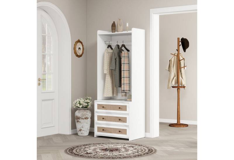 IDEASY Schminktisch Weißer Kleiderschrank mit 3 Schubladen, Boho-Stil 180cm von IDEASY