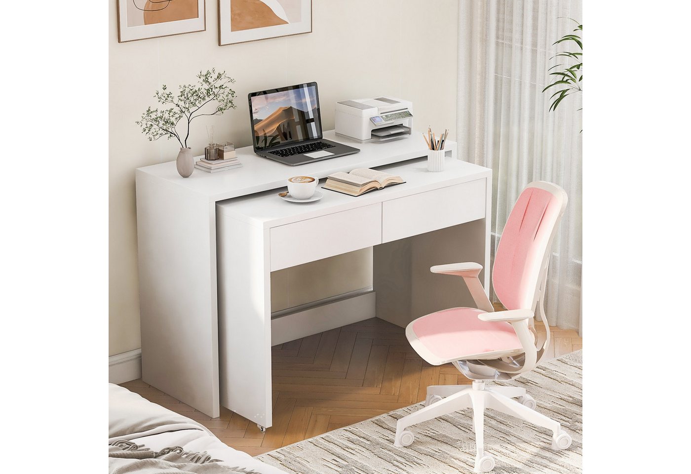 IDEASY Schreibtisch Schreibtisch-Kommode 2-in-1 faltbar mit Rollen & Auszug IDEASY Schreibtisch Schreibtisch-Kommode 2-in-1 faltbar mit Rollen & Auszug von IDEASY