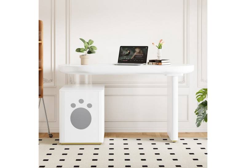 IDEASY Schreibtisch Weißer Schreibtisch mit Haustierbett – Franz. Design, M–XL von IDEASY
