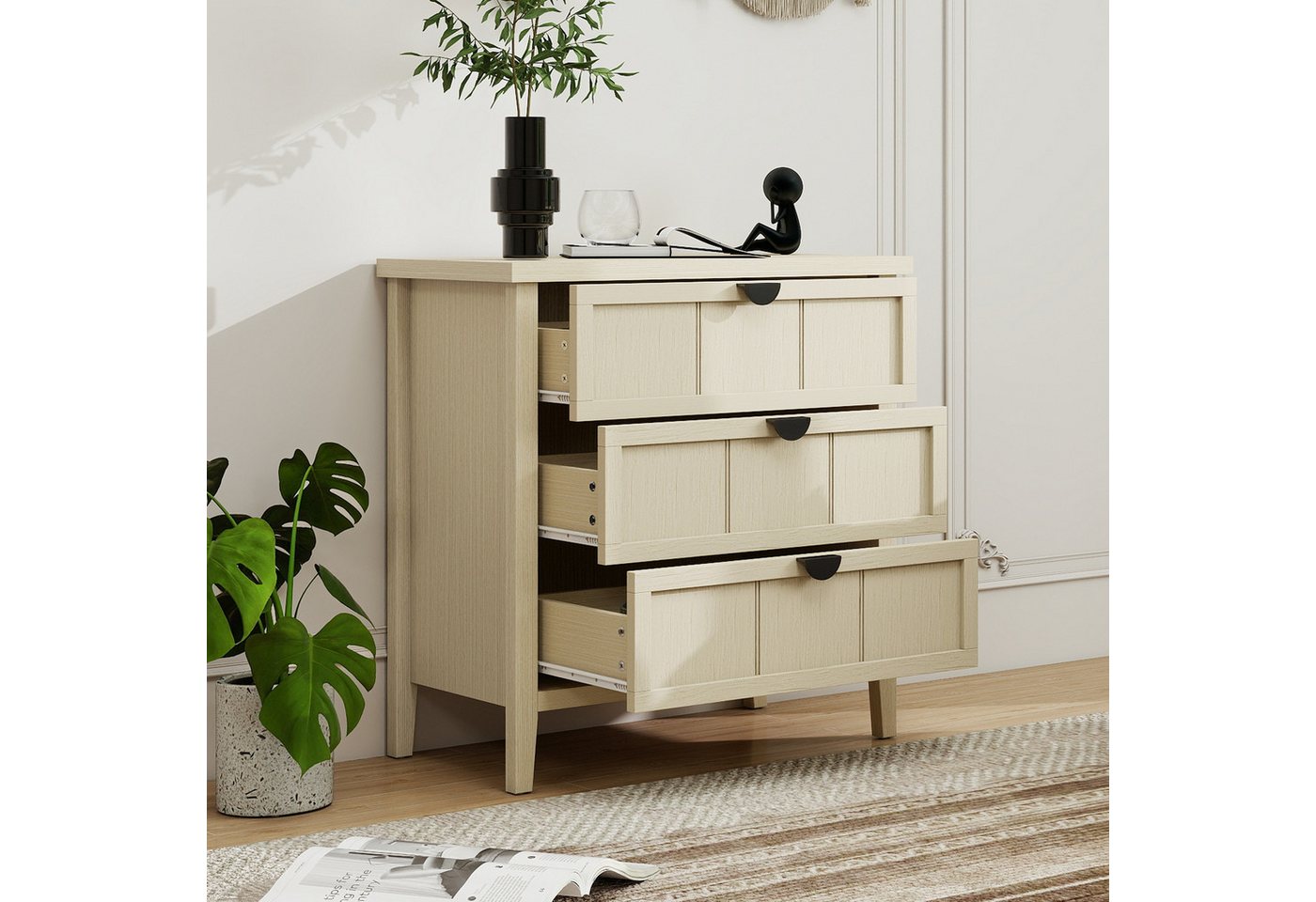 IDEASY Schubkastenkommode Dreischubladen-Beistellschrank Naturholzoptik IDEASY Schubkastenkommode Dreischubladen-Beistellschrank Naturholzoptik von IDEASY