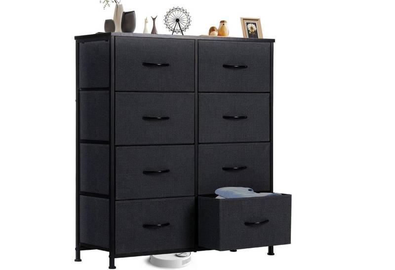 IDEASY Schubkastenkommode Kommode mit 8 Schubladen, Schlafzimmer Stoffkommode Kleiderorganizer (93×80×30cm), Wasserdichter, rutschfester Aufbewahrungsschrank mit Metallrahmen von IDEASY