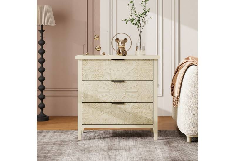 IDEASY Sideboard 3-Schubladen-Beistellschrank Naturholz mit Reliefdesign IDEASY Sideboard 3-Schubladen-Beistellschrank Naturholz mit Reliefdesign von IDEASY