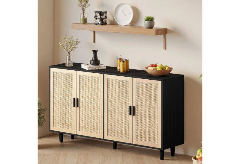 IDEASY Sideboard 4-türiger Rattanschrank elegant & praktisch für Zuhause von IDEASY
