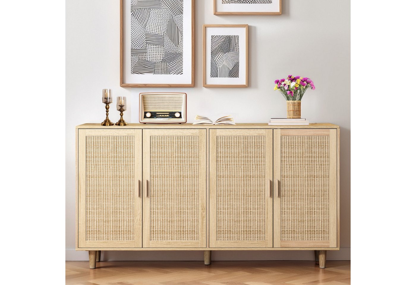 IDEASY Sideboard 4-türiger Rattanschrank elegant & praktisch für Zuhause IDEASY Sideboard 4-türiger Rattanschrank elegant & praktisch für Zuhause von IDEASY