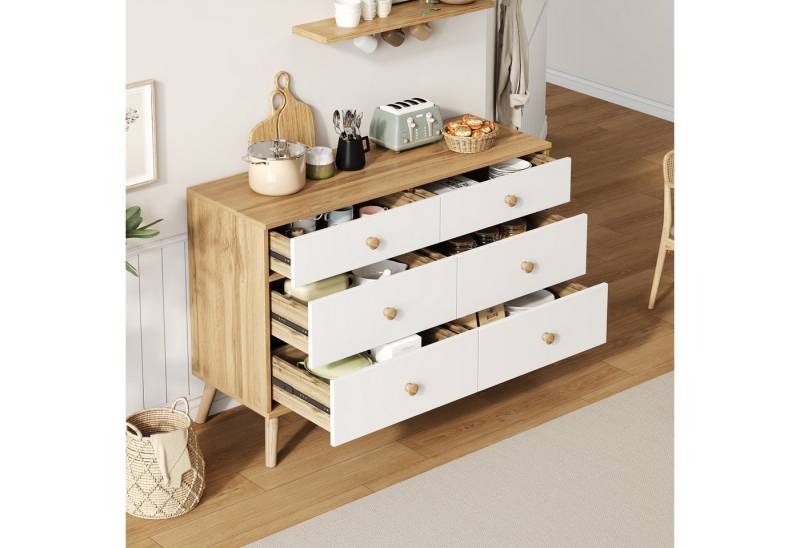 IDEASY Sideboard Breiter Sideboard-Schrank mit 6 Schubladen, Holzoptik IDEASY Sideboard Breiter Sideboard-Schrank mit 6 Schubladen, Holzoptik von IDEASY