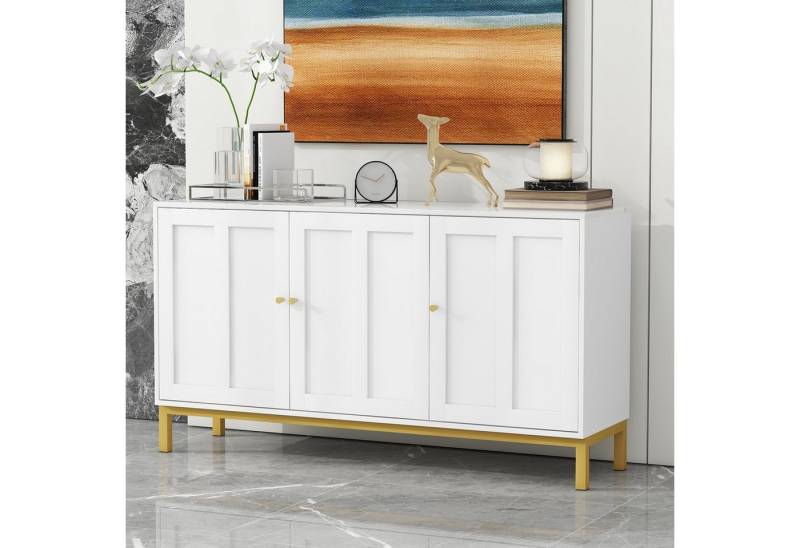 IDEASY Sideboard Elegantes 3-türiges Sideboard mit Marmorplatte Weiß von IDEASY