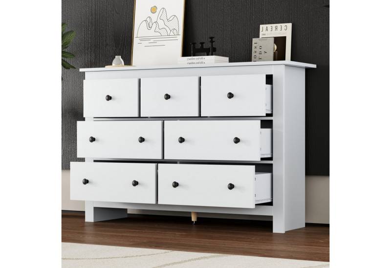 IDEASY Sideboard Esszimmerschrank Buffet mit 7 Schubladen & großem Stauraum (vielseitig in Eingangsbereich, Wohnzimmer einsetzbar), Minimalistisches Design mit großer Stauraumkapazität von IDEASY
