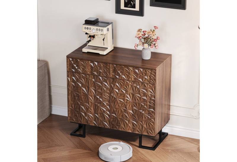 IDEASY Sideboard Griffelose Kommode 80x40x78cm dunkle Walnuss von IDEASY
