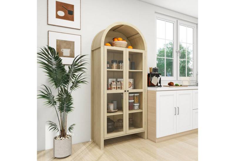 IDEASY Sideboard Hochschrank mit Acrylglastüren & 2 Schubladen + Bogenfront von IDEASY