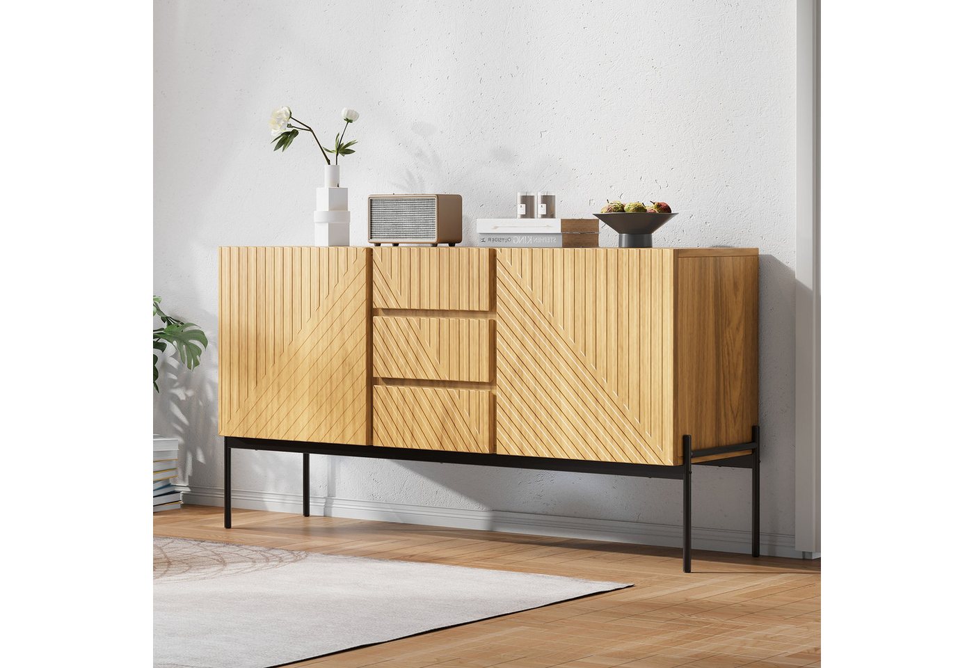 IDEASY Sideboard Kommode Sideboard mit 2 Türen & 3 Schubladen, Metallbeine IDEASY Sideboard Kommode Sideboard mit 2 Türen & 3 Schubladen, Metallbeine von IDEASY