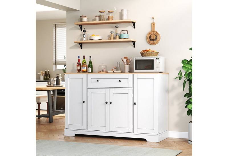 IDEASY Sideboard Küchenbuffet Sideboard 138 cm, Multifunktionales Aufbewahrungsmöbel (mit Schubladen, Regaltüren, verstellbaren Böden), für flexibles Organisieren,modernes Design mit Kippschutz von IDEASY