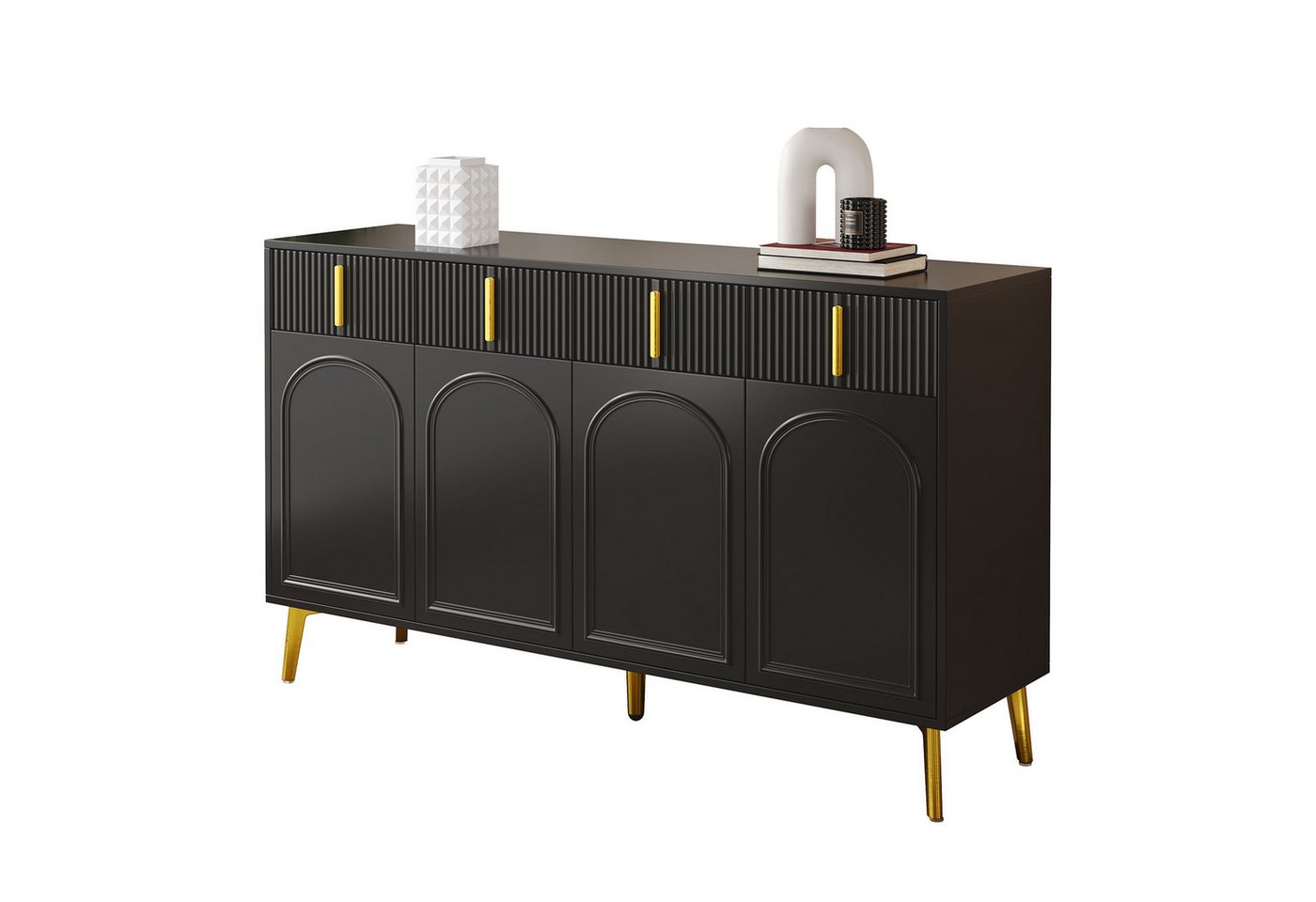 IDEASY Sideboard Minimales Sideboard, Schließfach mit Linienführung, 140x37,8x82 cm, 4 Türen, 4 Schubladen, herausnehmbares Laminat, reichlich Stauraum IDEASY Sideboard Minimales Sideboard, Schließfach mit Linienführung, 140x37,8x82 cm, 4 Türen, 4 Schubladen, herausnehmbares Laminat, reichlich Stauraum von IDEASY