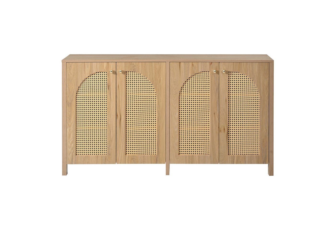 IDEASY Sideboard Modernes Sideboard mit 4 Türen und Metallgriffleisten, Breite 120 cm (Praktischer 4-Türen mit strukturierter Front, schlichtes Design), flexibel als TV-Möbel oder Servierfläche nutzbar von IDEASY