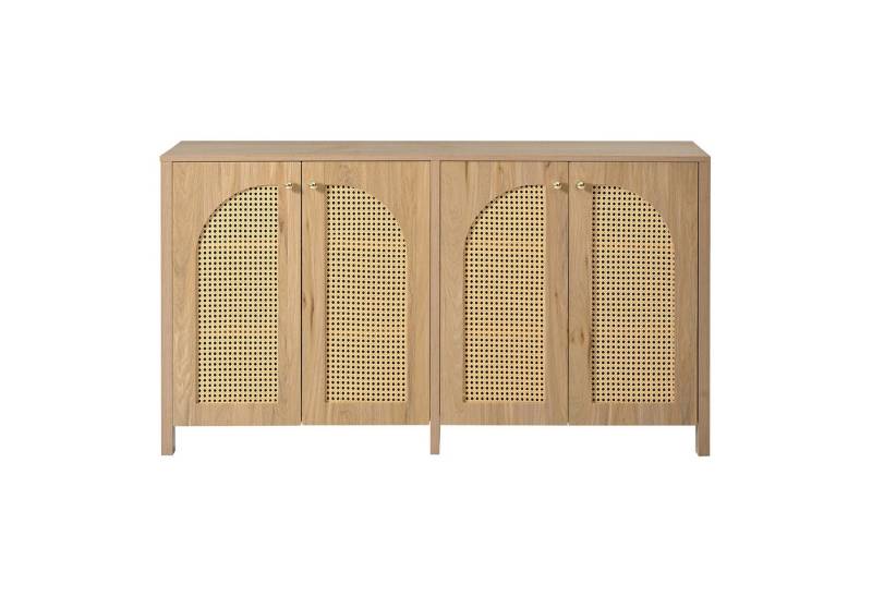 IDEASY Sideboard Modernes Sideboard mit 4 Türen und Metallgriffleisten, Breite 120 cm (Praktischer 4-Türen mit strukturierter Front, schlichtes Design), flexibel als TV-Möbel oder Servierfläche nutzbar von IDEASY