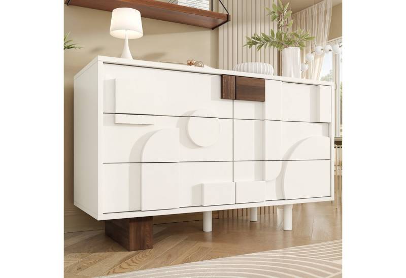 IDEASY Sideboard Sideboard weiß mit Push-Pop & Geometrie-Türen IDEASY Sideboard Sideboard weiß mit Push-Pop & Geometrie-Türen von IDEASY