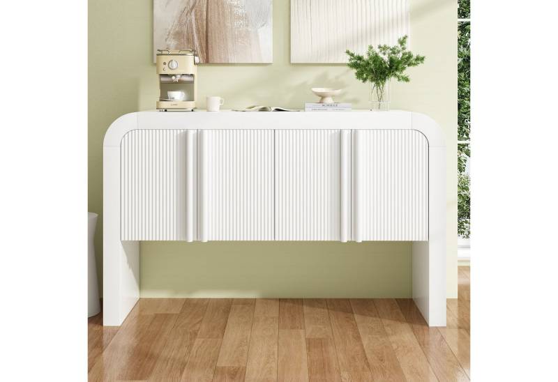IDEASY Sideboard Sideboard weiß: Runde Ecke, Magnettüren + Kippschutz von IDEASY