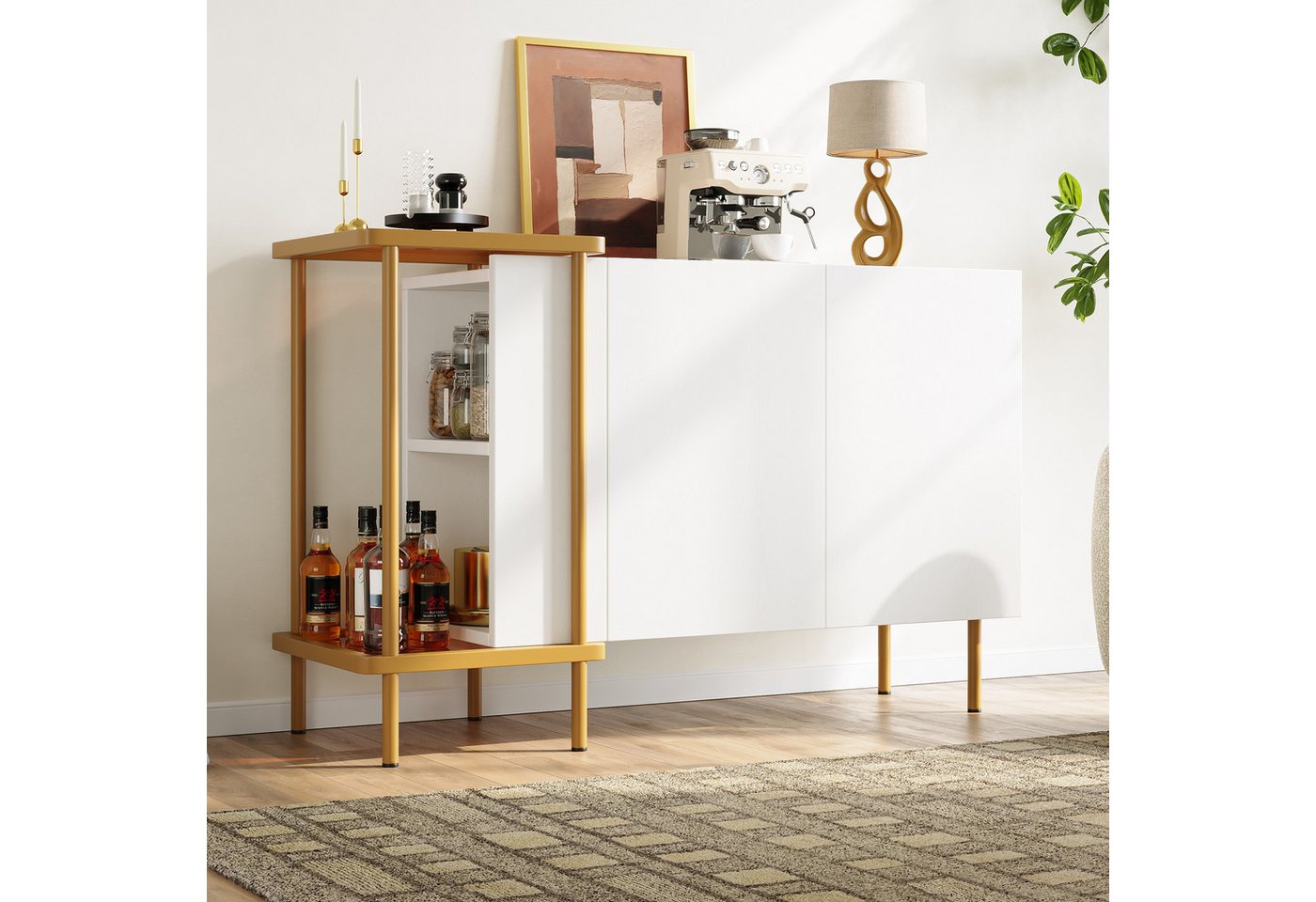 IDEASY Sideboard Weißes Sideboard mit 2 Türen + offene Fächer IDEASY Sideboard Weißes Sideboard mit 2 Türen + offene Fächer von IDEASY