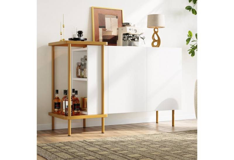 IDEASY Sideboard Weißes Sideboard mit 2 Türen + offene Fächer von IDEASY