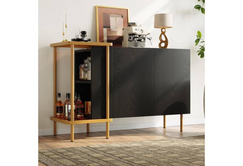 IDEASY Sideboard Weißes Sideboard mit 2 Türen + offene Fächer von IDEASY