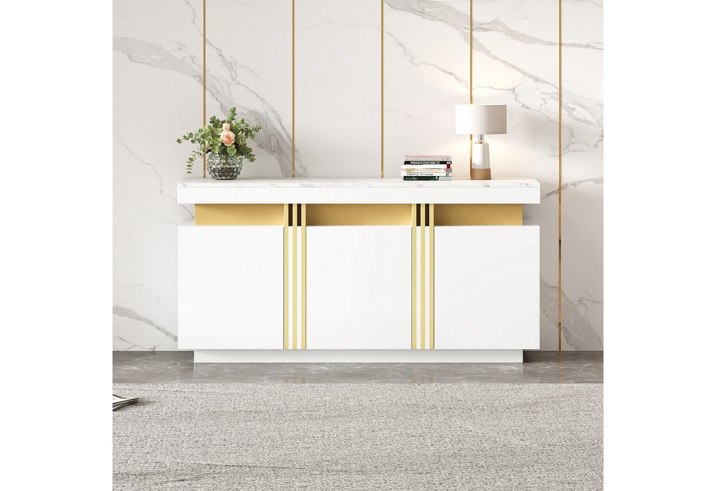 IDEASY Sideboard Weißes Sideboard mit 3 Türen & verstellbaren Fächern IDEASY Sideboard Weißes Sideboard mit 3 Türen & verstellbaren Fächern von IDEASY