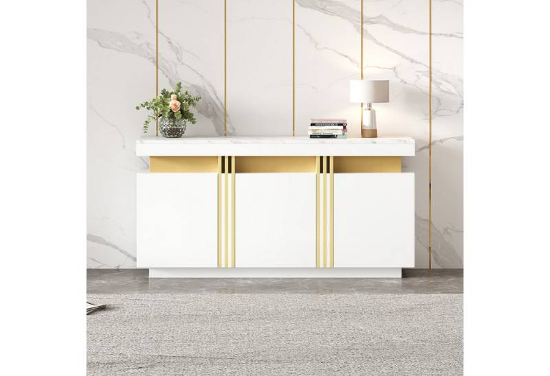 IDEASY Sideboard Weißes Sideboard mit 3 Türen & verstellbaren Fächern von IDEASY