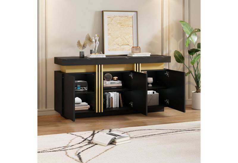 IDEASY Sideboard Weißes Sideboard mit 3 Türen & verstellbaren Fächern von IDEASY