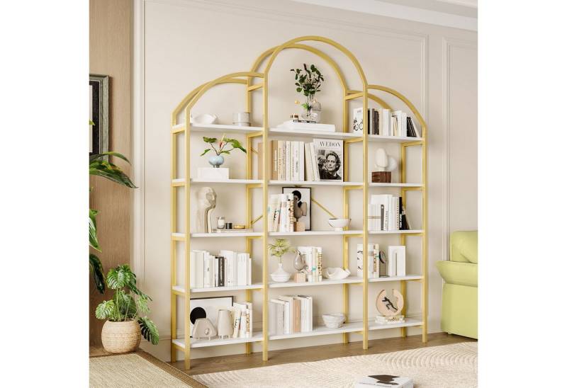 IDEASY Standvitrine Regal Stahlrohr-MDF 5-fach Wolkenform Gold-Weiß von IDEASY