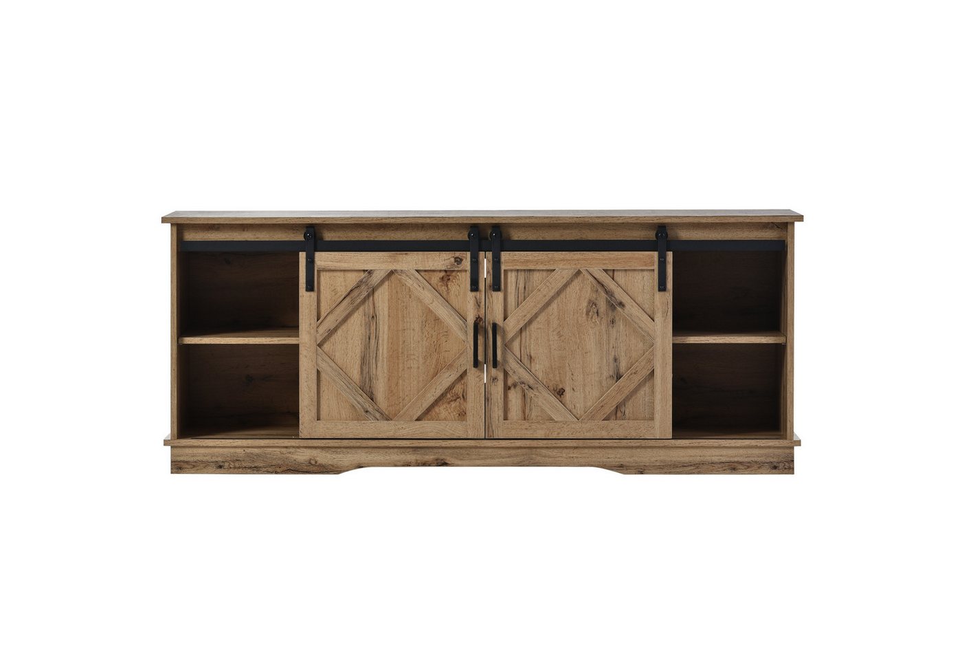 IDEASY TV-Schrank TV-Schrank, Sideboard, Aufbewahrungsschrank, Schiebetür, (Schließfach, Vitrine) 150*40*60 cm, weiß/braun, 2 Kabelführungslöcher, Kabelaufbewahrung von IDEASY