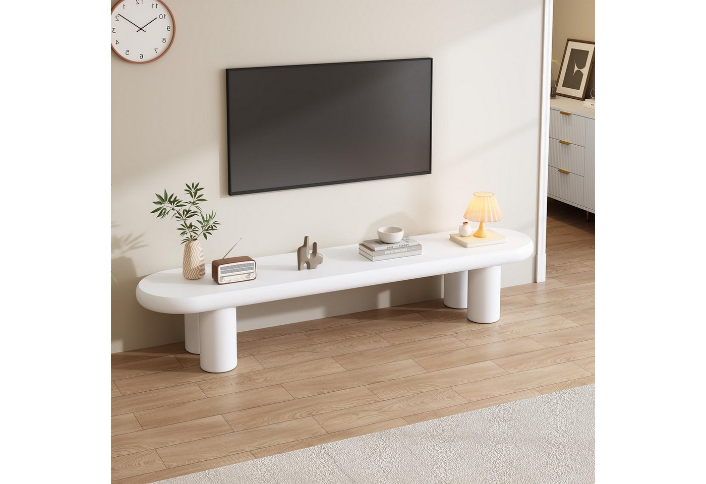 IDEASY TV-Schrank Weißer TV-Schrank 160x40x40 minimalistisch 65 Zoll von IDEASY
