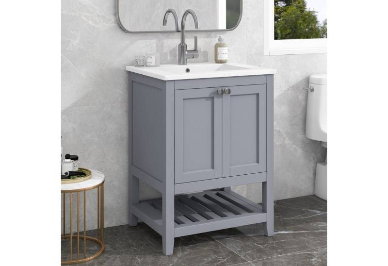 IDEASY Waschbecken Waschtisch 60cm mit Keramikbecken & Unterschrank von IDEASY