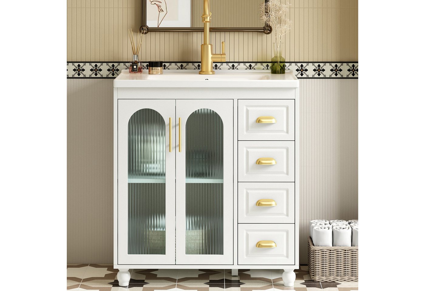 IDEASY Waschbecken Waschtisch mit Unterschrank Keramikbecken 80cm weiß IDEASY Waschbecken Waschtisch mit Unterschrank Keramikbecken 80cm weiß von IDEASY