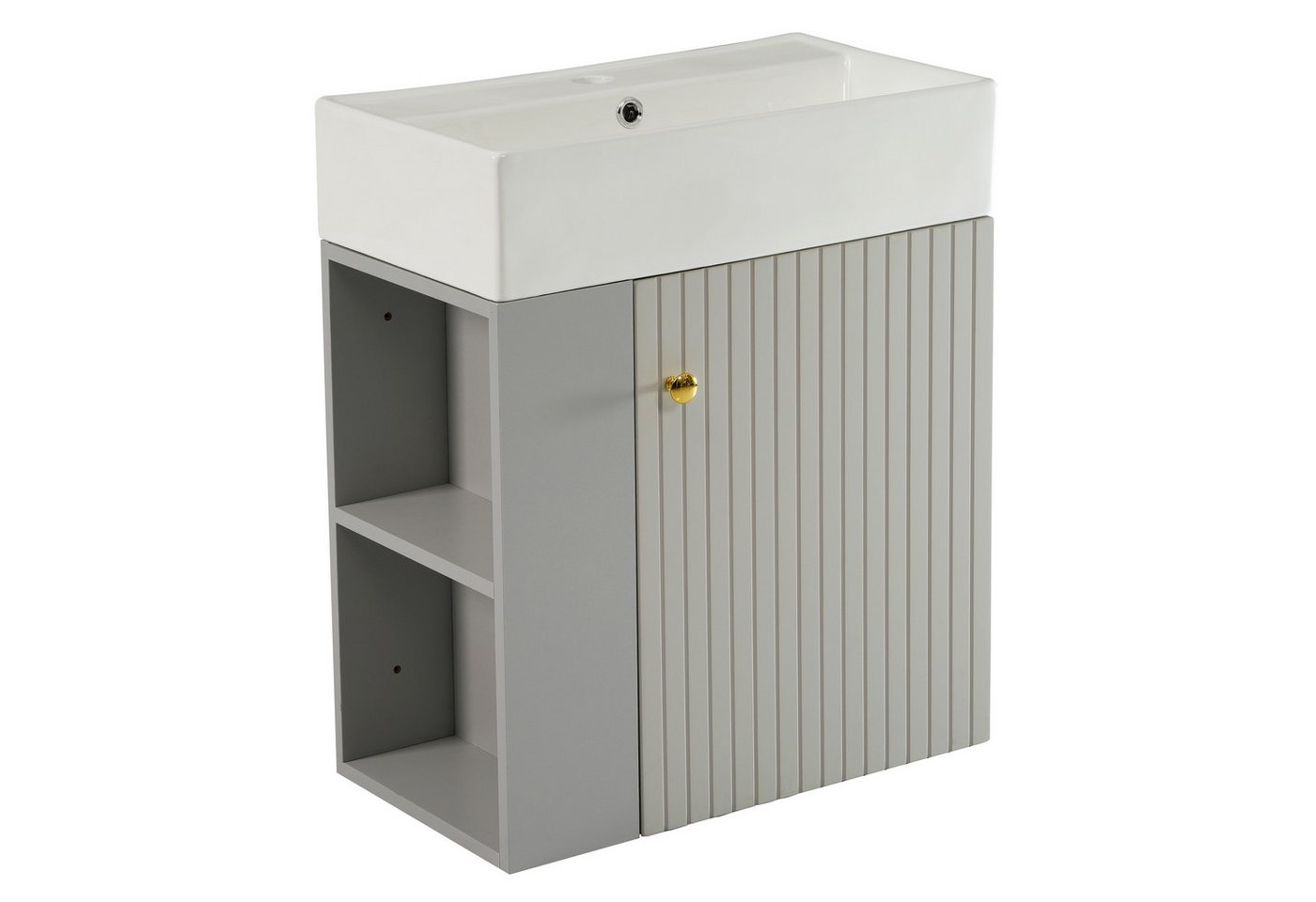 IDEASY Waschtisch Waschbecken mit Waschtischunterschrank 55 cm, Kleine Gästebadmöbel, Badezimmermöbel, Waschtischunterschrank hängend hellgrau/Weiß IDEASY Waschtisch Waschbecken mit Waschtischunterschrank 55 cm, Kleine Gästebadmöbel, Badezimmermöbel, Waschtischunterschrank hängend hellgrau/Weiß von IDEASY