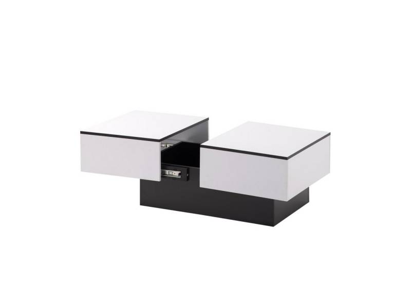 IDEASY Wohnzimmertisch Universeller Sofatisch, Wohnzimmer,102x60x40cm, (Hochglanz mit ausziehbarem Tisch und Stauraum), schwarz-weiße,geschlossene Basis von IDEASY