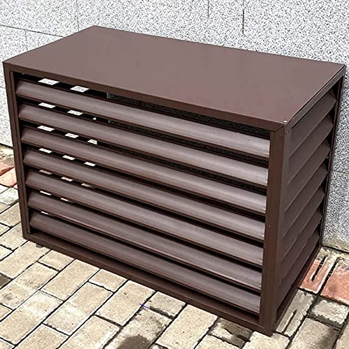 Klimaanlage Zaun Bildschirm, Abdeckung Der Außeneinheit Einer Klimaanlage Aluminium Schutzgitter Für Klimaanlagen Und Wärmepumpen Rack Klimaanlage Shell Jalousien ( Color : Coffee-4 sides , Size : 110 von IDEAX