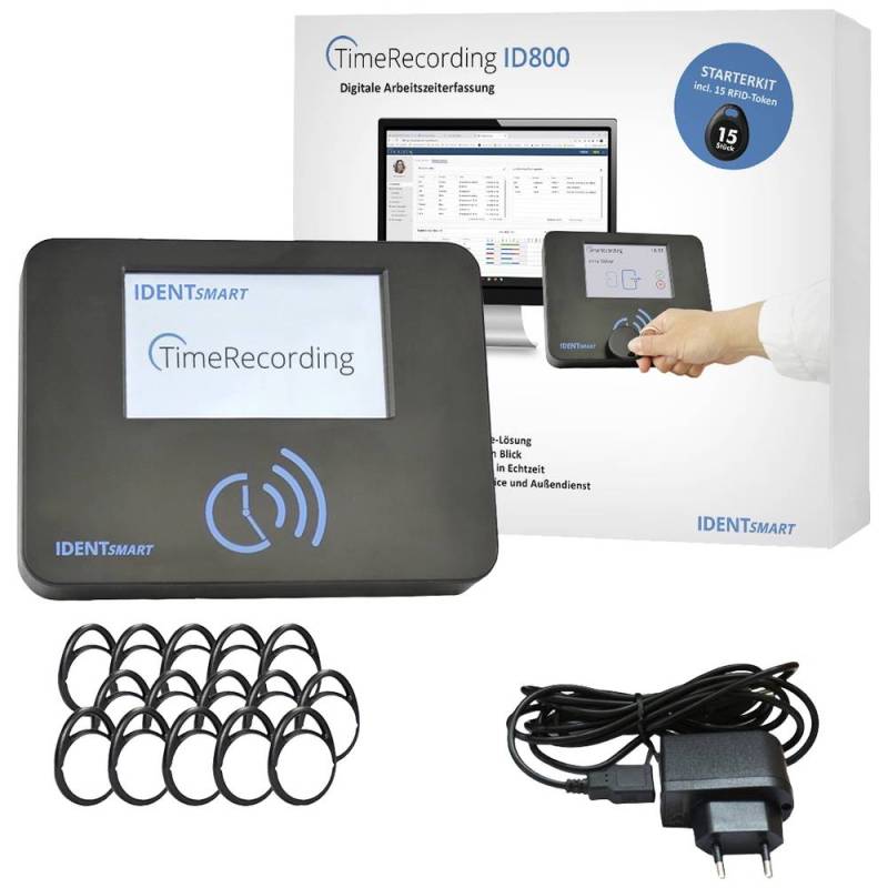 Iden Tsmart Id800 Basic Zeiterfassung Hauptgerät Starter Kit 15 Tokens B-Ware von IDENTsmart