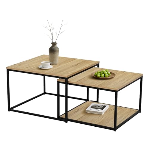 IDEPAR Couchtisch Ferro – Eiche-Dekor | Rechteckiger Sofatisch mit Ablage | Skandi-Design trifft minimalistischen Stil | Moderner Couchtisch für Wohnzimmer oder Büro von IDEPAR