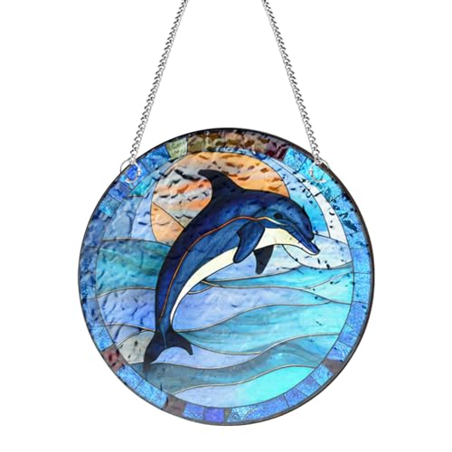 Hängender Delfin, Acrylfenster-Delfin-Sonnenfänger, Strand-Sonnenfänger Aus Buntglas, Multifunktionaler Delfin-Farben-Sonnenfänger, Delfin-Sonnenfänger Für Türen, Fenster, Wände Und Balkone von IDIDOS