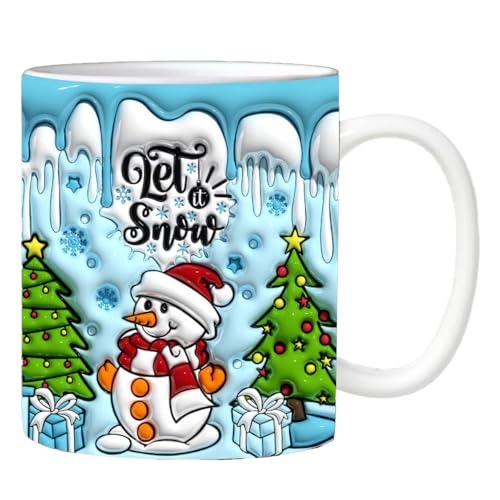 Schneemann-Tasse, 350 Ml, Weihnachts-Schneemann-Tasse, Keramik-Winter-Schneemann-Tasse, Multifunktionale Winter-Tasse, Langlebige Schneemann-3D-Tasse, Lustige Winter-Schneemann-Tasse, Schneemann-Tasse von IDIDOS