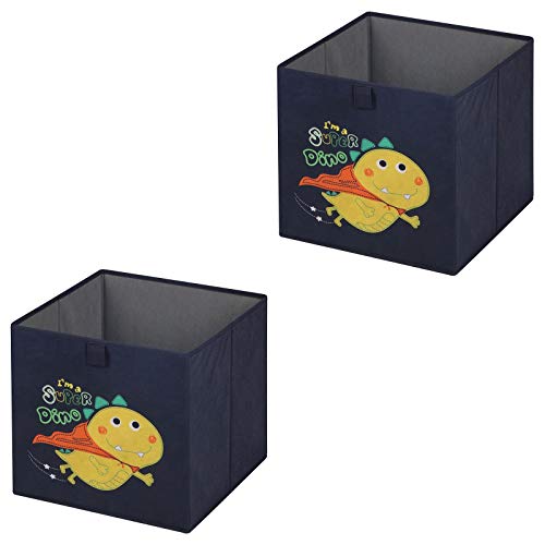 Faltbox Dino-2, Aufbewahrungsbox Ordnungsbox Stoffbox Regalbox, im 2er Pack, mit Dinosaurier Motiv von IDIMEX