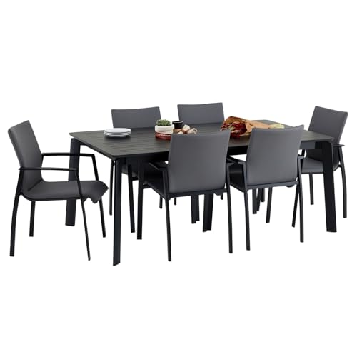 IDIMEX Gartenstühle Verano 6er Set 57x89x62 cm schwarz/anthrazit, Aluminium und Textilene, stapelbar, strapazierfähig, Outdoor-Möbel, Balkonmöbel, Terrassenmöbel von IDIMEX