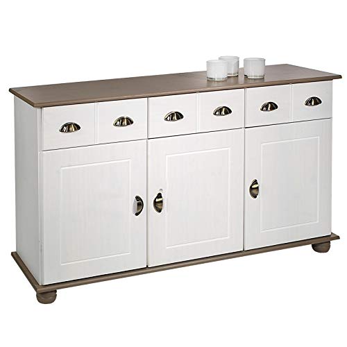 IDIMEX Sideboard Kommode Anrichte Apothekenschrank Sideboard Colmar, Kiefer massiv, in weiß/Taupe von IDIMEX