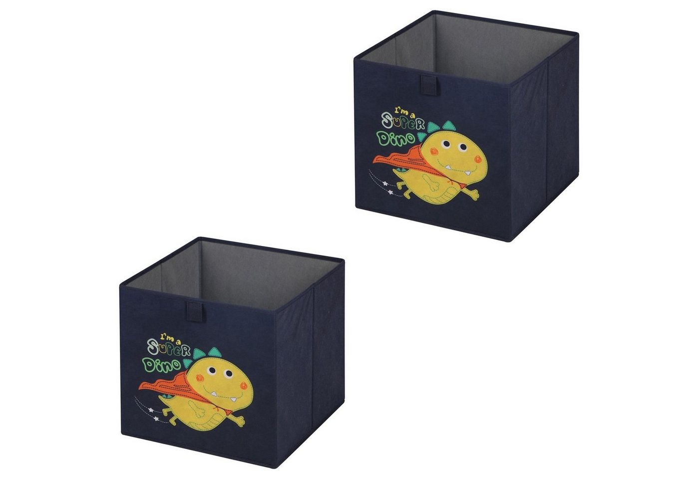 IDIMEX Aufbewahrungsbox DINO (Set), Faltbox Stoffbox im 2er Pack Regalbox Aufbewahrungsbox blau Dinosaurie von IDIMEX