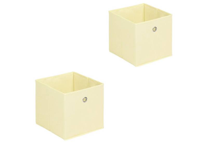 IDIMEX Aufbewahrungsbox ELA (Set), Aufbewahrungsboxen im 2er Set, Regalboxen mit Griff 27x27cm beige von IDIMEX
