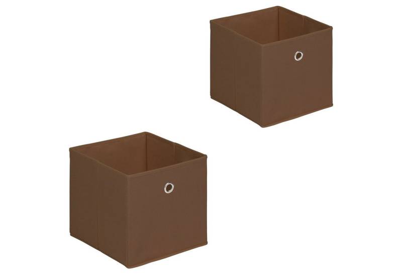 IDIMEX Aufbewahrungsbox ELA (Set), Aufbewahrungsboxen im 2er Set, Regalboxen mit Griff 27x27cm braun von IDIMEX