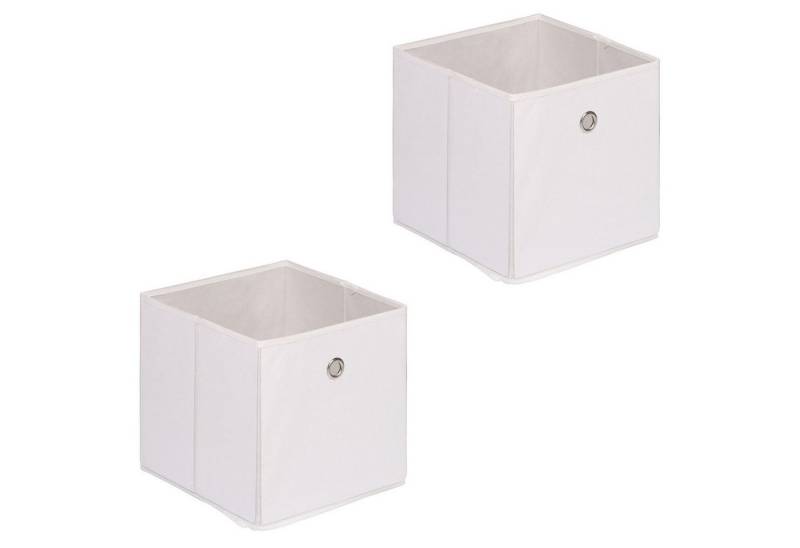 IDIMEX Aufbewahrungsbox ELA (Set), Aufbewahrungsboxen im 2er Set, Regalboxen mit Griff 27x27cm weiß von IDIMEX
