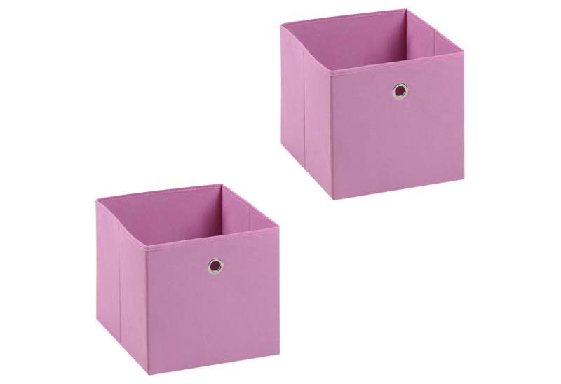 IDIMEX Aufbewahrungsbox ELA (Set), Aufbewahrungsboxen im 2er Set, Regalboxen mit Griff 27x27cm rosa von IDIMEX