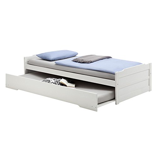 IDIMEX Ausziehbett Lorena Bett in Weiss lackiert 90 x 200 cm Liegefläche von IDIMEX