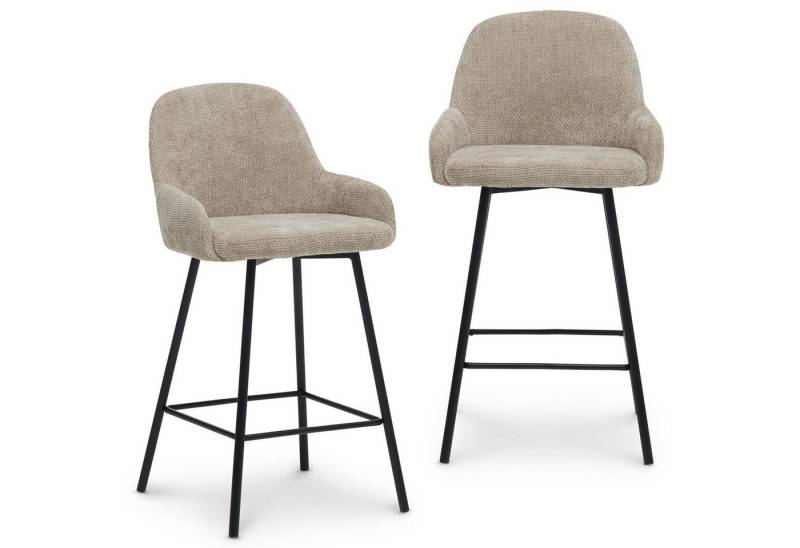 IDIMEX Barhocker VIVIANNE, 2er Set gepolstert modernes Design mit Fußstütze und Stoffbezug Beige von IDIMEX